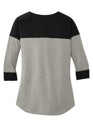 New Era Ladies Heritage Blend 3/4-Sleeve Baseball Raglan Tee (Black/ Rainstorm Grey Heather)