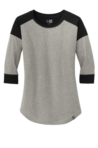 New Era Ladies Heritage Blend 3/4-Sleeve Baseball Raglan Tee (Black/ Rainstorm Grey Heather)