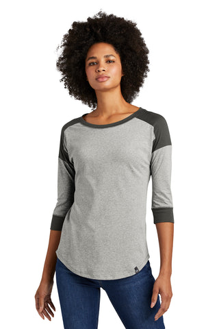 New Era Ladies Heritage Blend 3/4-Sleeve Baseball Raglan Tee (Graphite/ Light Graphite Twist)