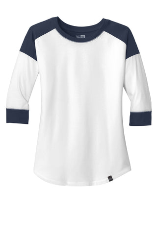 New Era Ladies Heritage Blend 3/4-Sleeve Baseball Raglan Tee (True Navy/ White)