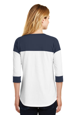 New Era Ladies Heritage Blend 3/4-Sleeve Baseball Raglan Tee (True Navy/ White)