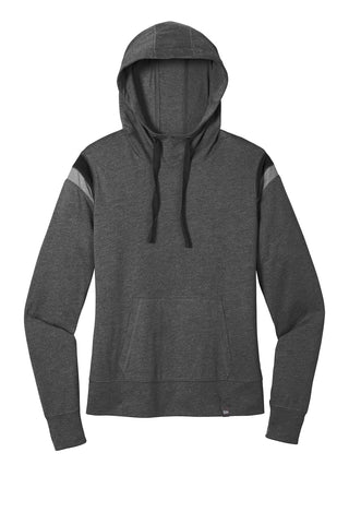 New Era Ladies Heritage Blend Varsity Hoodie (Black Heather/ Black/ Shadow Grey Heather)