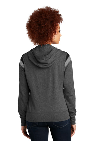 New Era Ladies Heritage Blend Varsity Hoodie (Black Heather/ Black/ Shadow Grey Heather)