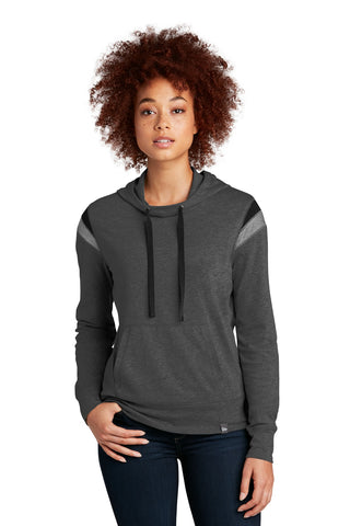 New Era Ladies Heritage Blend Varsity Hoodie (Black Heather/ Black/ Shadow Grey Heather)