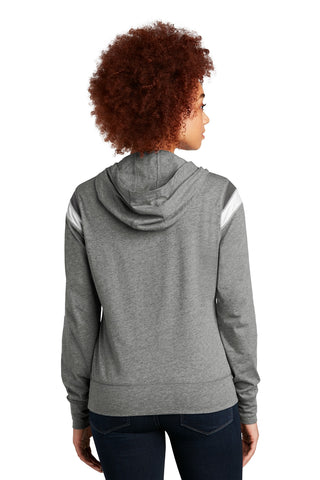 New Era Ladies Heritage Blend Varsity Hoodie (Shadow Grey Heather/ Graphite/ White)