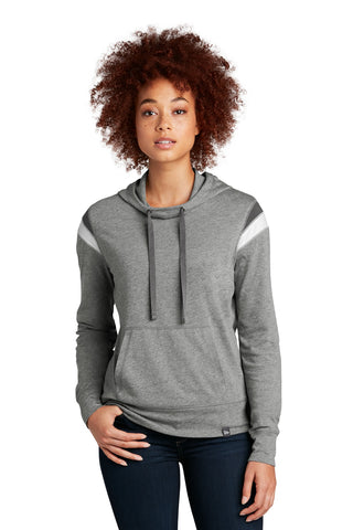 New Era Ladies Heritage Blend Varsity Hoodie (Shadow Grey Heather/ Graphite/ White)