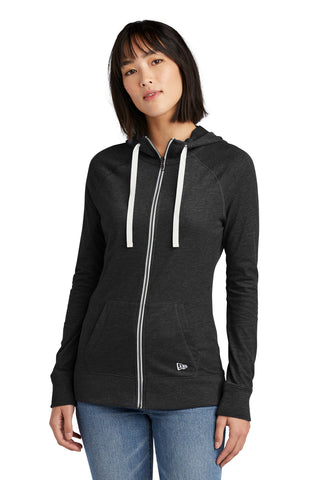 New Era Ladies Sueded Cotton Blend Full-Zip Hoodie (Black Heather)