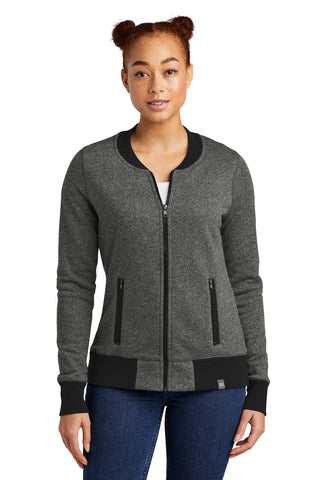 New Era Ladies French Terry Baseball Full-Zip (Black Twist/ Black)