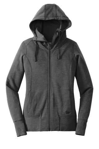 New Era Ladies Tri-Blend Fleece Full-Zip Hoodie (Black Heather)