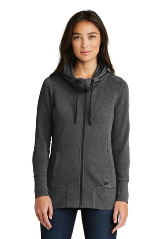 New Era Ladies Tri-Blend Fleece Full-Zip Hoodie (Black Heather)