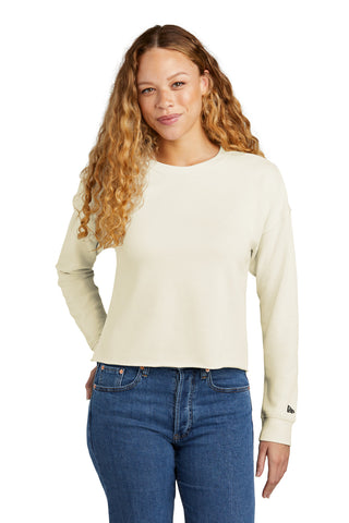 New Era Ladies Tri-Blend Fleece Crop Crew (Soft Beige)