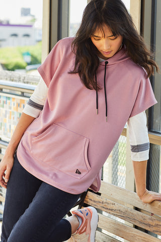 New Era Ladies Performance Terry Short Sleeve Hoodie (Black)