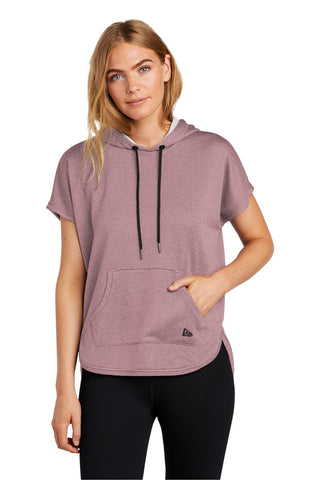 New Era Ladies Performance Terry Short Sleeve Hoodie (Dusty Mauve Heather)