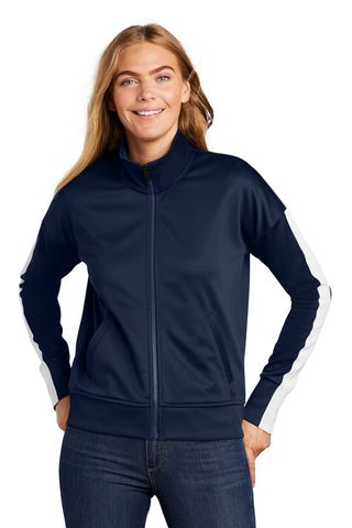 New Era Ladies Track Jacket (True Navy/ White)