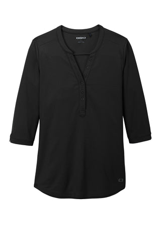 OGIO Ladies Jewel Henley (Blacktop)