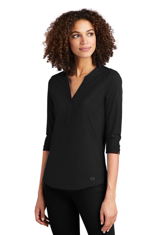 OGIO Ladies Jewel Henley (Blacktop)