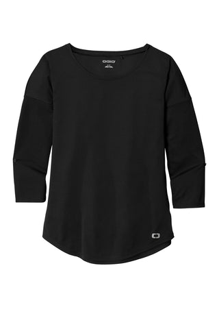 OGIO Ladies Gravitate Scoop 3/4-Sleeve (Blacktop)