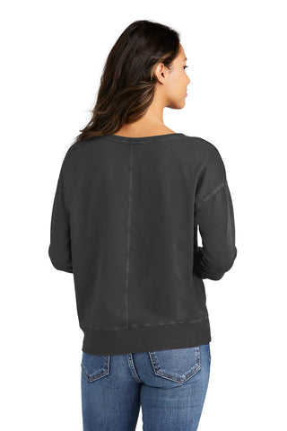 Port & Company Ladies Beach Wash Garment-Dyed V-Neck Sweatshirt (Coal)