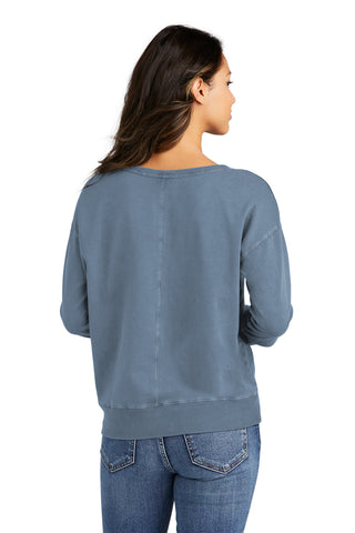 Port & Company Ladies Beach Wash Garment-Dyed V-Neck Sweatshirt (Faded Denim)