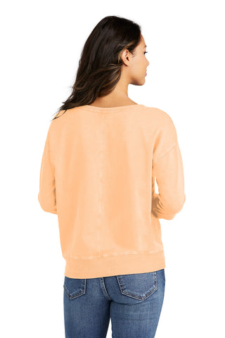 Port & Company Ladies Beach Wash Garment-Dyed V-Neck Sweatshirt (Peach)