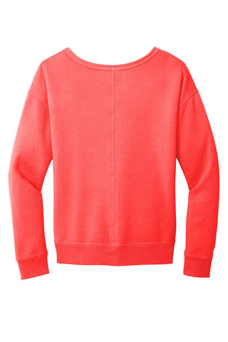 Port & Company Ladies Beach Wash Garment-Dyed V-Neck Sweatshirt (Poppy)