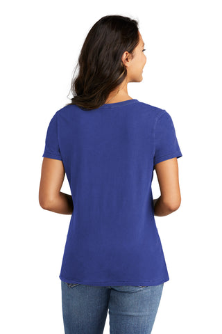 Port & Company Ladies Beach Wash Garment-Dyed V-Neck Tee (Blue Iris)