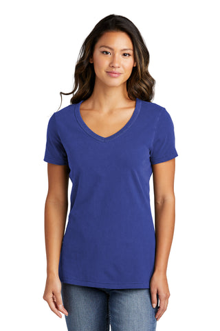 Port & Company Ladies Beach Wash Garment-Dyed V-Neck Tee (Blue Iris)