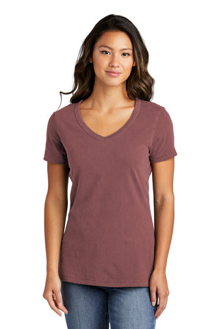 Port & Company Ladies Beach Wash Garment-Dyed V-Neck Tee (Nostalgia Rose)