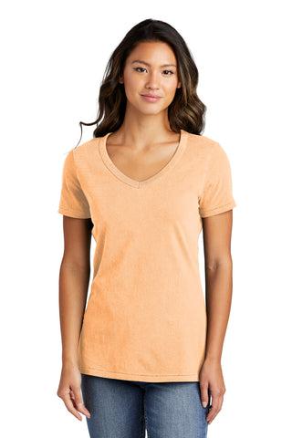 Port & Company Ladies Beach Wash Garment-Dyed V-Neck Tee (Peach)