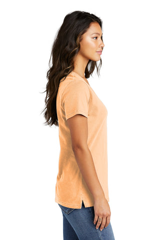 Port & Company Ladies Beach Wash Garment-Dyed V-Neck Tee (Peach)