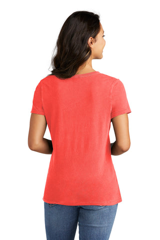 Port & Company Ladies Beach Wash Garment-Dyed V-Neck Tee (Poppy)