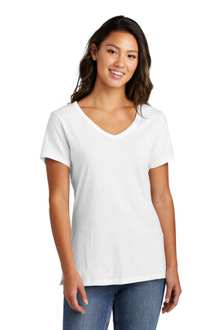 Port & Company Ladies Beach Wash Garment-Dyed V-Neck Tee (White)