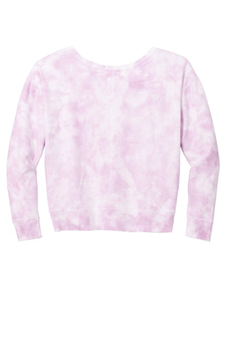 Port & Company Ladies Beach Wash Cloud Tie-Dye V-Neck Sweatshirt (Cerise Pink)