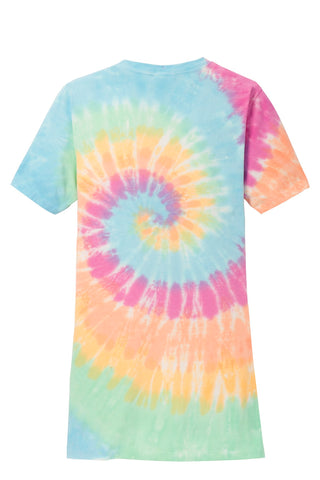 Port & Company Ladies Tie-Dye V-Neck Tee (Pastel Rainbow)