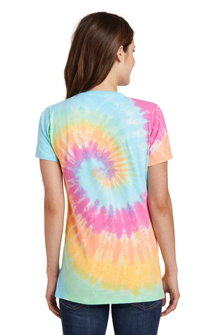 Port & Company Ladies Tie-Dye V-Neck Tee (Pastel Rainbow)