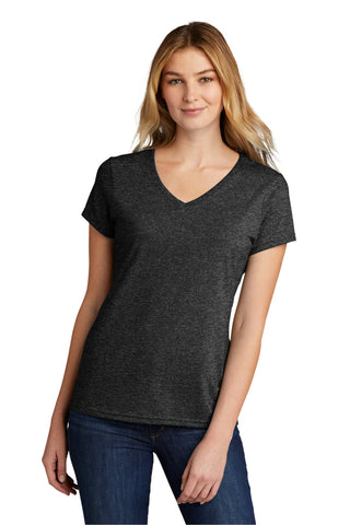 Port & Company Ladies Tri-Blend V-Neck Tee (Black Heather)