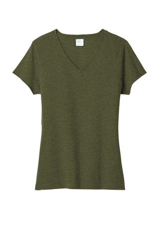 Port & Company Ladies Tri-Blend V-Neck Tee (Military Green Heather)