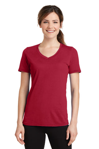 Port & Company Ladies Performance Blend V-Neck Tee (Red)