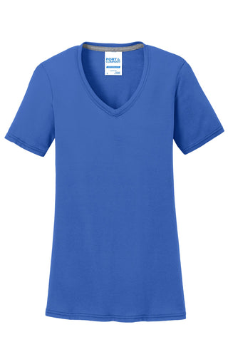 Port & Company Ladies Performance Blend V-Neck Tee (True Royal)