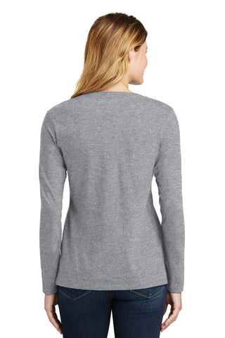 Port & Company Ladies Long Sleeve Fan Favorite V-Neck Tee (Athletic Heather)