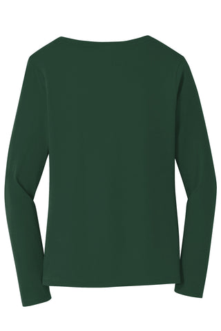 Port & Company Ladies Long Sleeve Fan Favorite V-Neck Tee (Forest Green)