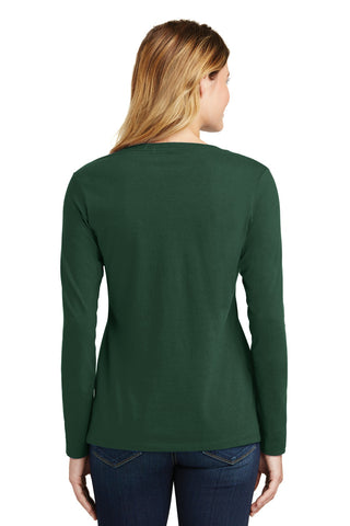 Port & Company Ladies Long Sleeve Fan Favorite V-Neck Tee (Forest Green)