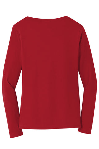 Port & Company Ladies Long Sleeve Fan Favorite V-Neck Tee (Team Cardinal)