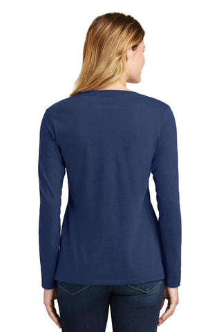 Port & Company Ladies Long Sleeve Fan Favorite V-Neck Tee (Team Navy)