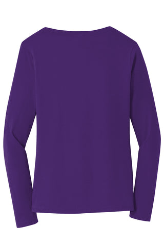 Port & Company Ladies Long Sleeve Fan Favorite V-Neck Tee (Team Purple)