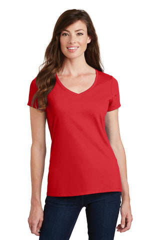 Port & Company Ladies Fan Favorite V-Neck Tee (Bright Red)