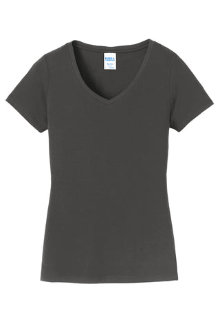 Port & Company Ladies Fan Favorite V-Neck Tee (Charcoal)