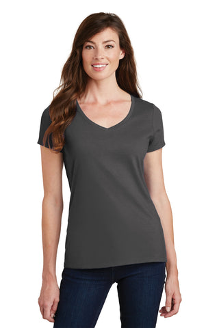 Port & Company Ladies Fan Favorite V-Neck Tee (Charcoal)