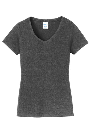 Port & Company Ladies Fan Favorite V-Neck Tee (Dark Heather Grey)