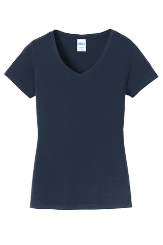 Port & Company Ladies Fan Favorite V-Neck Tee (Deep Navy)